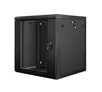 Armario rack Lanberg WF01-6612-10B 12U Mural 19" 60kg Cristal Templado Negro Autoensamblable