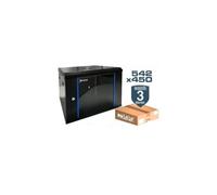 Armario Rack Mural Phasak PHO 2220D 19" 20U Puerta Cristal Pintura RAL 9005 Negro