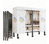 Armario Rodante Con Ruedas Para Almacenamiento De Ropa, Armario Organizador Y Almacenamiento Portátil Para Colgar Ropa, Almacenamiento De Gran Capacidad Para Dormitorio Y Sala De Estar(F,203cm/80in)