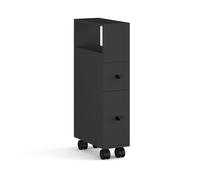 Armario rodante delgado broreynna 2 cajones 66x15x33cm - negro [en.casa]