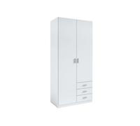 Miroytengo Armario Ropero Roma con 3 cajones 2 Puertas Blanco, Armario Vestidor Habitación Matrimonio o Juvenil 216x100x53 cm