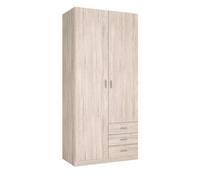 Armario roma 2 puertas 3 cajones habitación dormitorio color sahara estilo moderno mueble 216x100x53 cm 100 cm