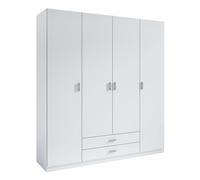 Armario roma blanco mate 4 puertas batientes y 2 cajones para habitación dormitorio 216x198x53 cm