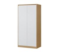 Armario ropero bastheim (2 puertas, 1 barra, 4 compartimentos) mdf 176 x 80 x 52 cm - efecto roble y blanco [en.casa]