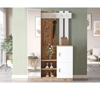 Armario ropero con 3 puertas y 1 espejo - blanco y natural - MIROTA