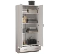 Armario Ropero Duero White con 2 Puertas y 1 cajón, Color Blanco 80 x 36 x171 cm