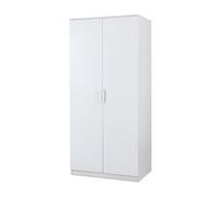 Armario ropero eiselfing (2 puertas 1 perchero 1 compartimento) mdf 176x80x52 cm - blanco [en.casa]