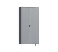 Armario ropero esteli 2 percheros 4 estantes 170x80x45cm - gris [en.casa]
