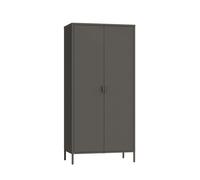 Armario ropero esteli 2 percheros 4 estantes 170x80x45cm - negro [en.casa]