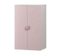 [en.casa] Armario Ropero Infantil Sandnes Armario Infantil para Ropa con Barra Colgante y 2 Puertas con Tiradores 123 x 60 x 40 cm - Blanco/Rosa