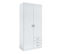 Armario ropero roma con 3 cajones 2 puertas blanco, armario vestidor habitación matrimonio o juvenil 216x100x53 cm