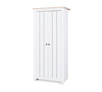 Armario ropero trorjam (2 puertas 1 perchero 1 compartimento) 175x80x52 cm - blanco/roble [en.casa]