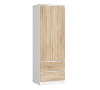 Armario s60 con 2 puertas y 2 cajones color blanco, roble sonoma
