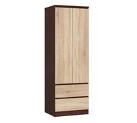 Armario s60 con 2 puertas y 2 cajones color wengue, roble sonoma