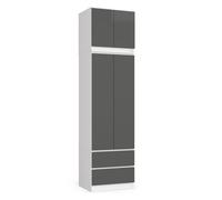 Armario s60 con extensión con 2 puertas y 2 cajones blanco, grafito gris