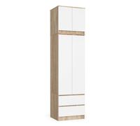 Armario s60 con extensión con 2 puertas y 2 cajones roble sonoma, blanco