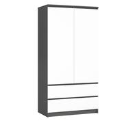 Armario s90 con 2 puertas y 2 cajones color grafito gris, blanco