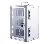 Armario Seguro para 24 Móviles | Caja de Almacenamiento para Teléfonos Plateada | Organizador para Escuela, Oficina y Hogar