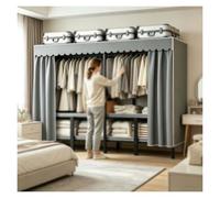 Armario Tela, armarios Dormitorio Baratos, Profundizar en la Gran Capacidad con Riel，Closet Armario para habitación para Salón, Habitación pequeña, Apartamento, Piso de Alquiler(80cm)