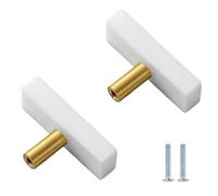 Armario Tirador De Manija De Latón De Mármol 2 Piezas, Manija Cuadrada De Cristal Negro, Armario, Puerta, Cajón, Perilla De Puerta, Blanco, Un Solo Orificio