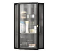 Armario triangular de baño, mueble de almacenamiento independiente con 3 estantes y puertas para cocina, sala de estar, pasillo, armario montado en la pared