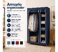 Armario universal | Armario de lona para dormitorio | Armario portátil con barra para colgar ropa y | Disponible en varios colores | un compartimento para colgar ropa y 5 estantes | 110 x 45 x 175 cm