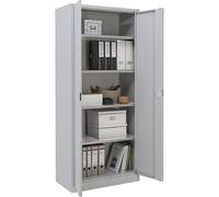 eurokraft basic Armario de puertas batientes, altura x anchura x profundidad 1850 x 800 x 420 mm, gris luminoso