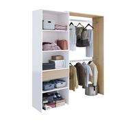 Forés Armario vestidor Habitdesign 2 barras 4 estantes 1 cajón 187x158x40 Reversible Blanco/Roble