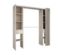 Miroytengo Armario Vestidor con 2 Cajones, Armario Abierto Dana, Vestidor con Barras y Baldas Roble Shannon 203x115-190x50 cm