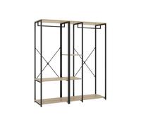 Armario vestidor con barra y 3 estantes trok y natural y negro y madera para dormitorio armario de almacenaje gran capacidad - homekit