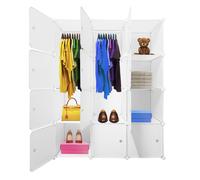 Armario Vestidor Cube Elite Home - 12 cubos con puertas - Organizador modular personalizable para ropa, zapatos y accesorios - Perchero incorporado - Diseño moderno y versátil - 147x111x47cm