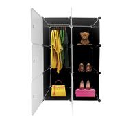 Armario vestidor cube personalizable boxed basic nyana home 6 cubos/puertas organización del hogar perchero zapatero 110x75x47cm negro