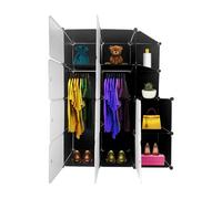 Armario vestidor cube personalizable boxed nyana home 10 cubos/puertas organización del hogar perchero zapatero 147x110x47cm negro