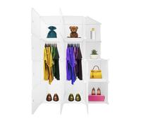 Armario vestidor cube personalizable boxed nyana home 10 cubos/puertas organización del hogar perchero zapatero 147x110x47cm blanco