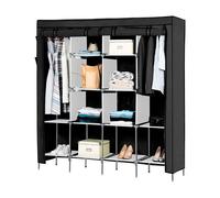 Armario Vestidor de Tela con bolsillos laterales Nyana Home 170x167x45cm, 2 puertas, 10 huecos, 2 roperos