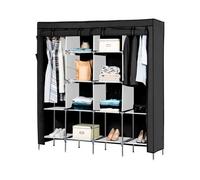 Armario vestidor de tela con puertas de cremallera y bolsillos laterales nyana home medidas 170x167x45cm