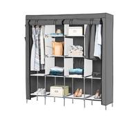 Armario vestidor de tela con puertas de cremallera y bolsillos laterales nyana home medidas 170x167x45cm