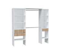 Habitdesign - Vestidor Abierto para Dormitorio, Armario Vestidor Abierto Moderno, color Blanco Artik y Roble Natur, 187x190x40 cm - Modelo Ethna