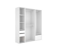 Armario vestidor suit 2 cajones con 3 barras y zapatero blanco/natural 205x179,5x45 cm