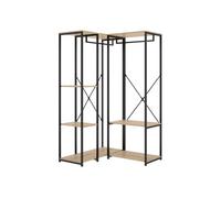 Armario vestidor trok 2 barras con 3 estantes negro/natural 167x100x90 cm