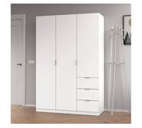 Habitdesign Armario Ropero 3 Puertas y 3 Cajones, Armario Alto Dormitorio, 200x135x52 (AltoxAnchoxFondo-en cm), Color Blanco