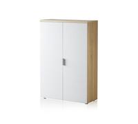 Habitdesign Mueble Auxiliar Despacho, Armario Estudio, 119x80x32,5 (AltoxAnchoxFondo - en cm), Color Blanco Artik y Roble Canadian, Modelo Office