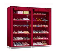 Armario zapatero tela con puertas cremallera 110x120x30 cm