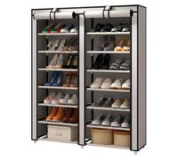 Armario zapatero tela para zapatos con 2 puertas con cremallera 125x92x28.5cm, 28 pares.