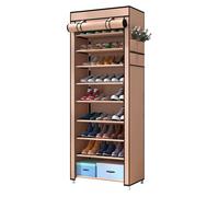 Armario zapatero tela para zapatos con puerta con cremallera y bolsillos laterales 160x88x30cm, 27 pares.