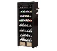 Armario zapatero tela para zapatos con puerta con cremallera y bolsillos laterales 160x88x30cm, 27 pares.