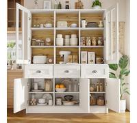 Armarios altos para salón, vitrina, armario de cocina, armario de comedor con cajones, moderno, minimalista alto, vitrina de pie para cocina, salón comedor (blanco (140 x 38,5 x 175 cm)