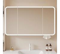 Armarios con Espejo, de Pared con Espacio de Almacenamiento, Espejo de baño, Orificio para extracción de Papel higiénico, fácil instalación. Cristal Templado de Alta Densidad, Ideal para dor
