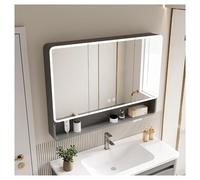 Armarios con Espejo para baño, Armario con Espejo para baño, botiquín LED, Espejo de baño con Almacenamiento, Armario con Espejo de baño montado en la Pared, Armario con Espejo (A, W80 * H88