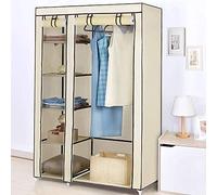 Armarios de Tela para Ropa, Armario Ropero con Varillas, Armario Portátil, Resistente al Polvo Estantería de Almacenaje, Dormitorio, Estudio (Beige, 110 * 45 * 175cm)